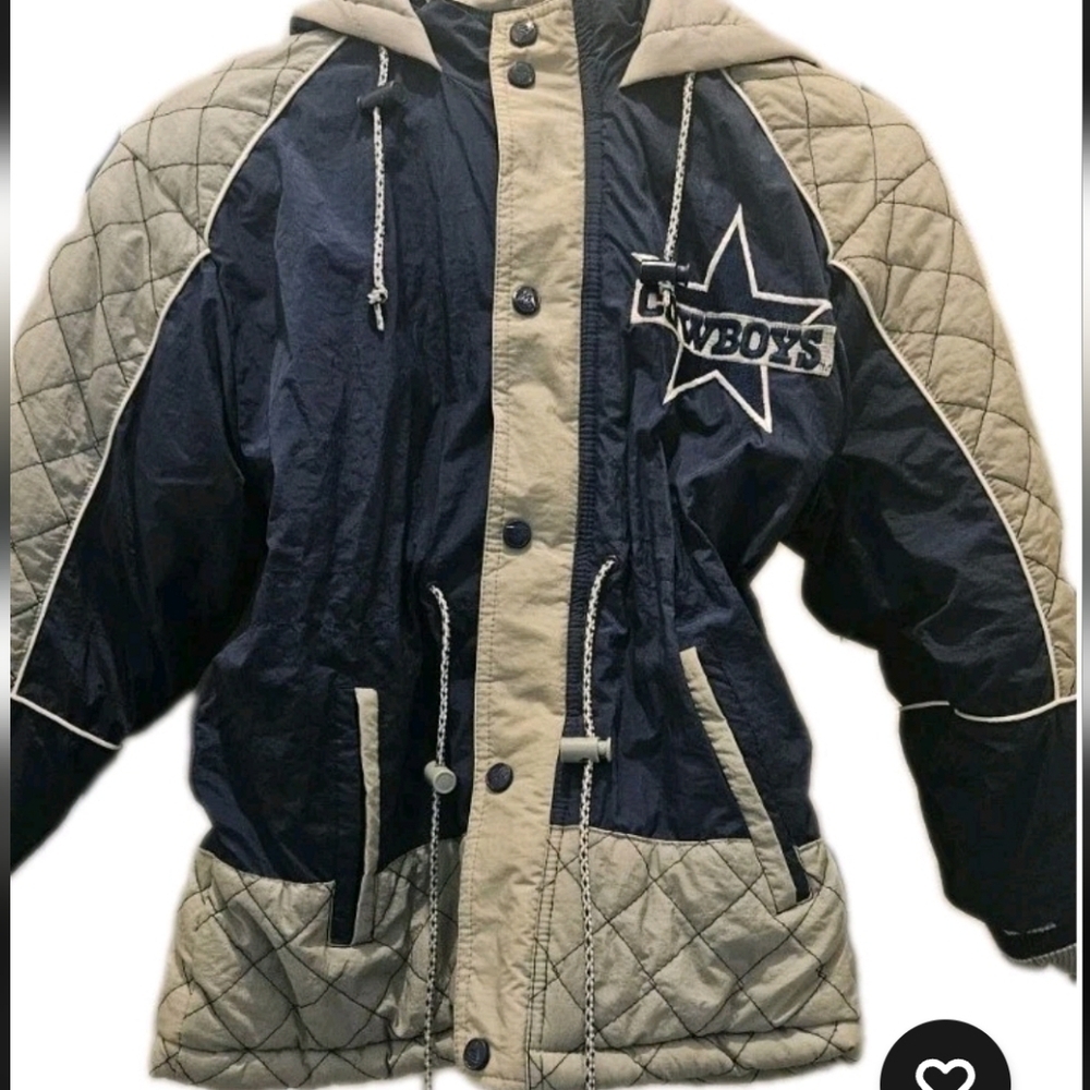 Vintage Dallas Cowboys Puffer Coat Jacket W/Hood  Youth Sz S 8-10 Team NFL